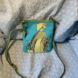 Coach Blue and Green Crossbody Bag with Luxurious Design